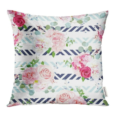 Romantic Rose Bouquet Box YWOTA Small Romantic French Bouquets of Red and Pink Rose White Peony Camellia Hydrangea Pillow Cases Cushion Cover 20x20 inch ()