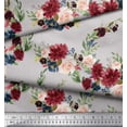 thumbnail image 2 of Soimoi Gray Cotton Duck Fabric Ranunculus & Penoy Floral Print Decor Fabric Printed By the Yard 58 Inch Wide, 2 of 3