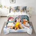 thumbnail image 2 of jejeloiu Cute Pinguin 7-Piece Bedding Comforter Set,Cartoon Ocean Animal King Bedding Sets,Winter Theme Bed Sheets For Kids,Luxury Bedroom Decor Reversible, 2 of 8