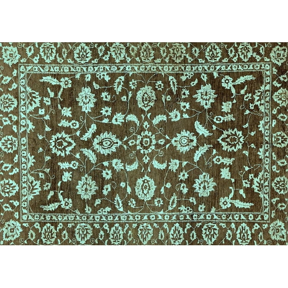 Ahgly Company Indoor Rectangle Oriental Light Blue Traditional Area Rugs, 7' x 9'