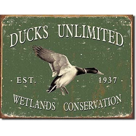 Ducks Unlimited Since 1937 Vintage Look Retro Hunt Cabin Wall Decor Metal Tin Sign 8x12in