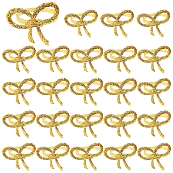 24 Pcs Rose Gold Butterfly Knot Napkin Rings, Elegant Metallic Napkin Holders for Weddings, Parties, and Events Stylish, Ideal for Table Settings and Decorations