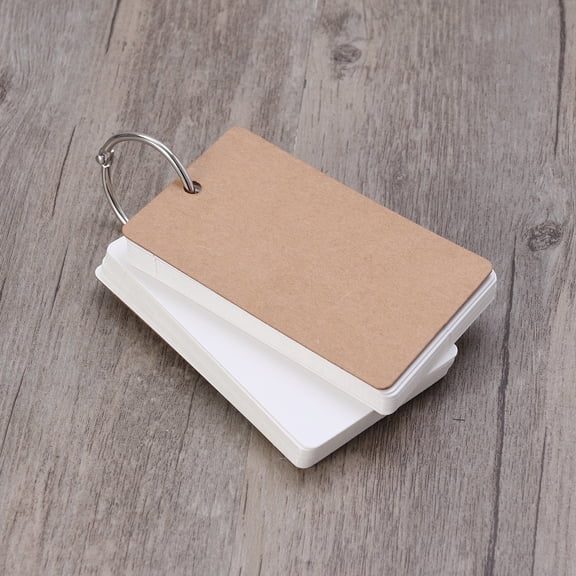 300 Pages Binder Ring Easy Flash Kraft Paper Study Cards Bookmark DIY Greeting Index (White)