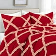 thumbnail image 2 of D.N.G. BEDDINGS 3 Piece Luxury Two Tone Diamond Ruffle Pattern Comforter Set Premium Super Soft, All Season 800 Thread Count, 100% Egyptian Cotton, Full/Queen Size Peach/Red Solid Color, 2 of 4
