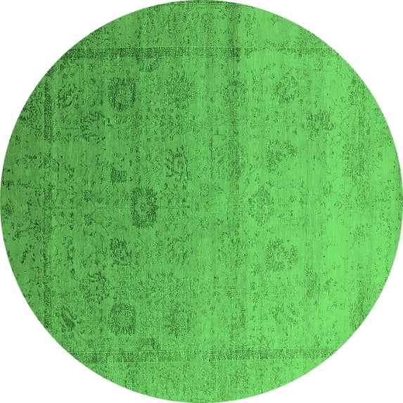 Ahgly Company Indoor Round Oriental Green Industrial Area Rugs, 4' Round