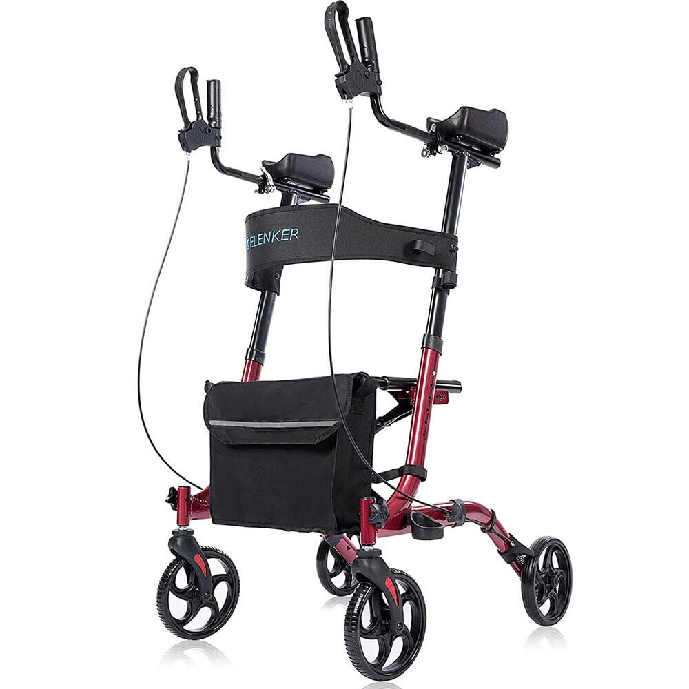 ELENKER Upright Rollator Walker Mobility Walker Stand Up 4 Wheel Walking Aid Lightweight for 