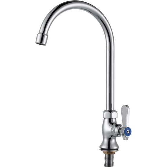Single Hole Cold Water Faucet: Deck Mount Kitchen Cold Only - Brass Utility Outdoor Sink Faucet - for Commercial Bar RV Kitchen Farmhouse Laundry - Chrome