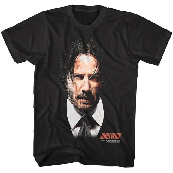 John Wick - Large With Logo - Officially Licensed - Black Solid Front Print Adult Short Sleeve T-Shirt