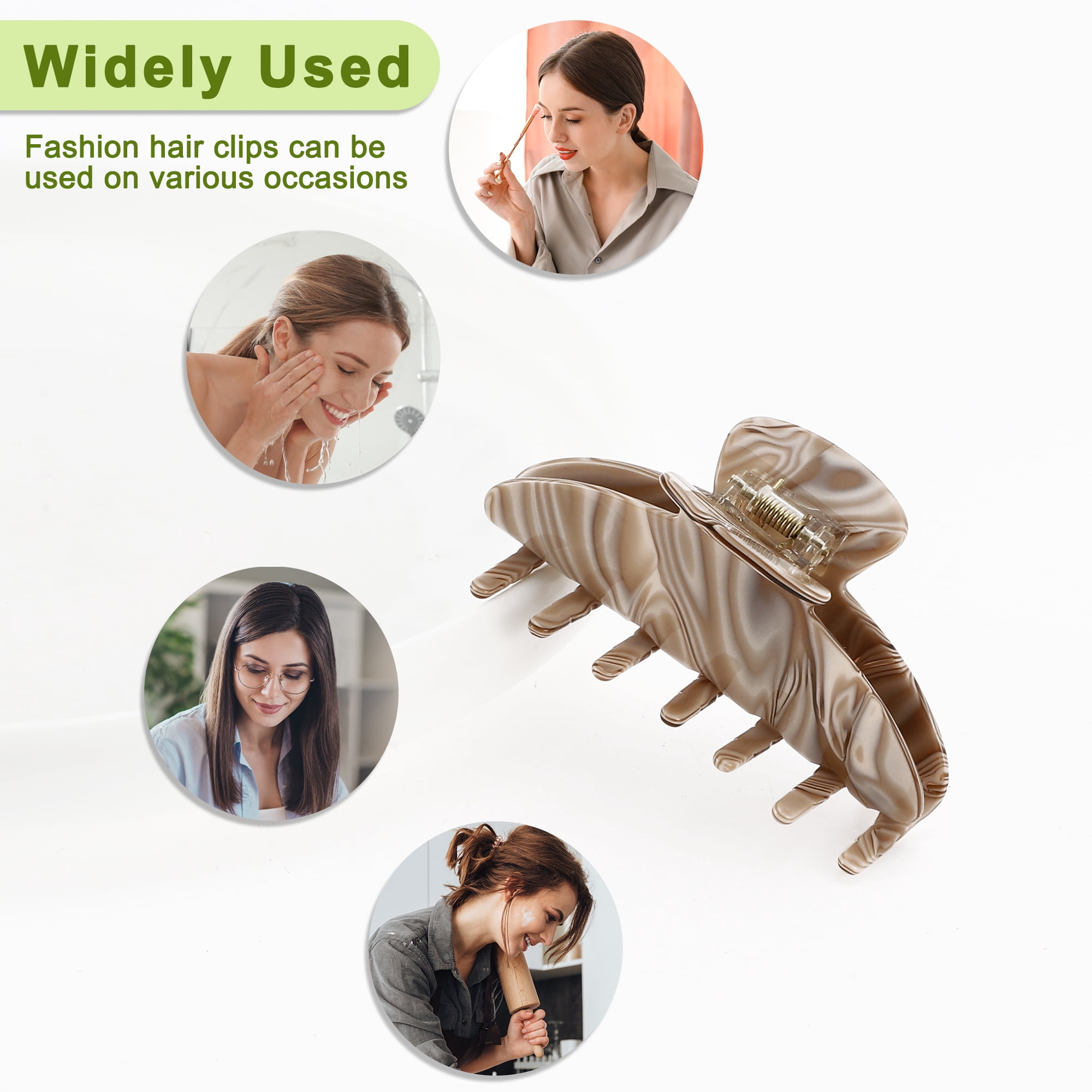 NOMADIC NOOK Women's French Large Hair Caw Clips 3 Pcs Brown