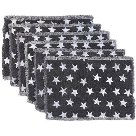 Deep Rectangle Tabletops - Ashton & Willow Navy Blue Americana Tabletop Kitchen Multi Star Cotton Stenciled Casement Star Rectangle Placemat Set of 6