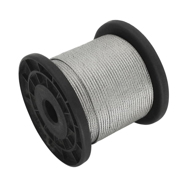 Cable de acero inoxidable 304 para colgar luces y tender ropa, resistente a la corrosión y al óxido, 0.5mm con estructura 1*7, 100 metros de longitud, incluye 30 abrazaderas de aluminio para fácil