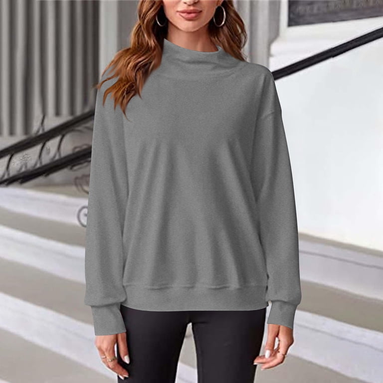 yardsong Oversized Mock Neck Sweatshirt for Women - Plain Long
