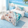 thumbnail image 2 of Manfei Watercolor Beach Wave Seashell Starfish Twin Comforter Sets for Kids Boys and Girls, Coastal Nautical Print Bedding Set, Reversible 2-Piece, 1 Comforter and 1 Pillowcase, 2 of 6