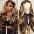 thumbnail image 6 of Long Curly Wavy Wig, Brown Headcover Glueless Brown Mixed Blonde Highlights for Women, Loose Wave Hair Glueless Heat Resistant Synthetic Wigs for Daily Party Use, 6 of 6