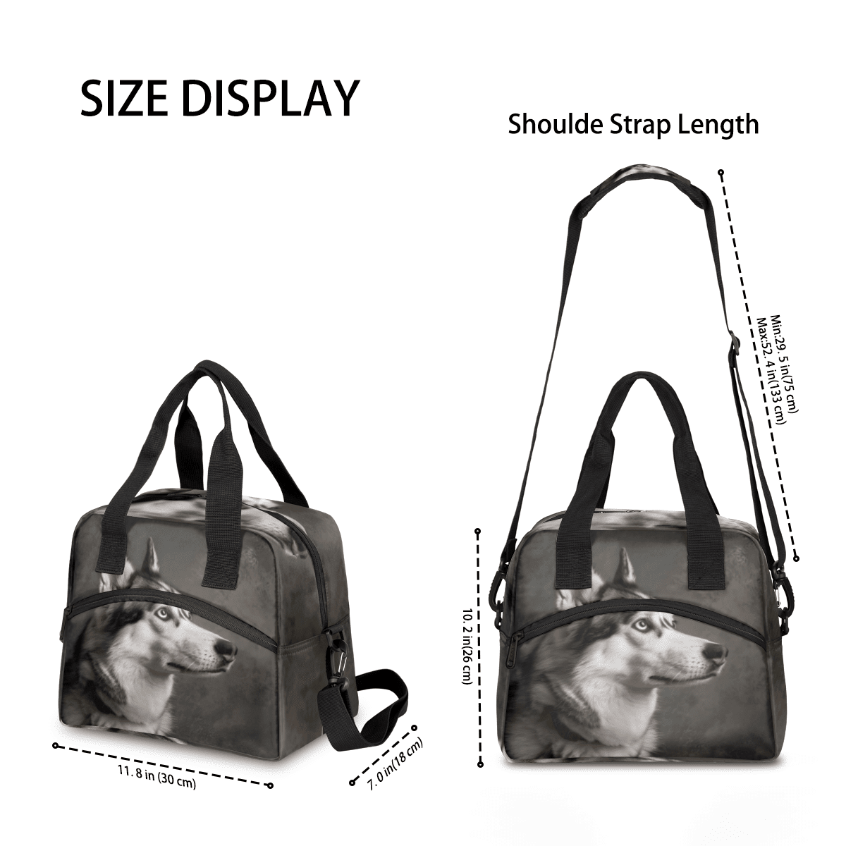 Herdesigns Cool Husky Dog Insulated Lunch Bag for Women Men Adults Large Reusable Lunch Box Leakproof Portable Cooler Tote Bags with Adjustable Shoulder Strap