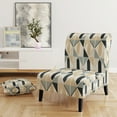 thumbnail image 2 of Designart "Spacious Neutrality I" Beige Damask Upholstered Accent Chair - Bohemian & Eclectic Arm Chair For Living Room, 2 of 7