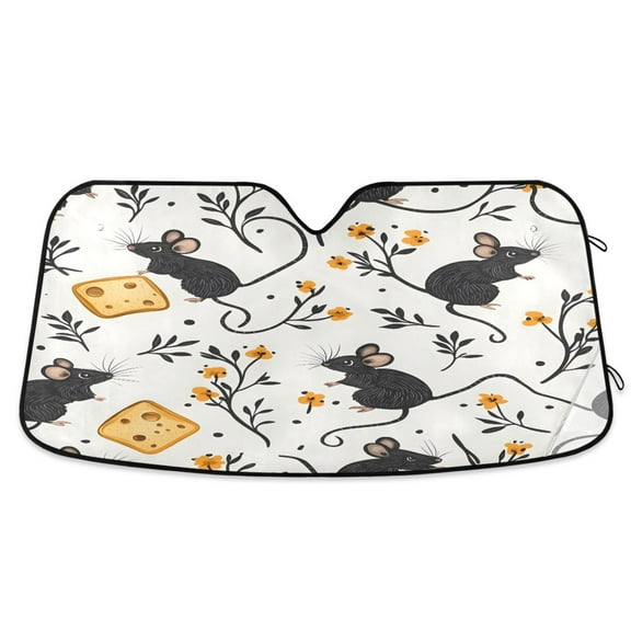ALAZA Cute Mouse Rat Windshield Sun Shade Car Foldable Visor Block UV Rays Protector 55"x27.6"