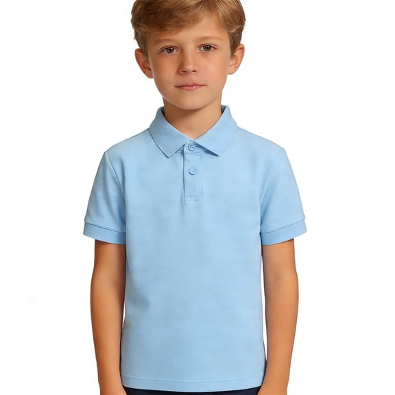 WELOIJEVBE Toddler Boys Short Sleeve Polo Shirts School Uniform Shirts Casual Collared V Neck Boys' Polo Shirts 1-2 Years Clothes Boys