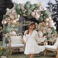 thumbnail image 4 of Kit de guirnaldas con forma de arco de globos Anjerlfu, 130 unidades, verde salvia y oro, 4 of 7