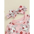 thumbnail image 6 of Nygoyerh Baby Girl Rompers 3M 6M 12M 18M Crew Neck Long Sleeve Playwear Flower Ghost Print Jumpsuits Halloween Bodysuits with Headband Newborn Infant Clothing for Casual, 6 of 8