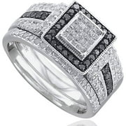 1.0 Carat T.w White & Treated Black Dia