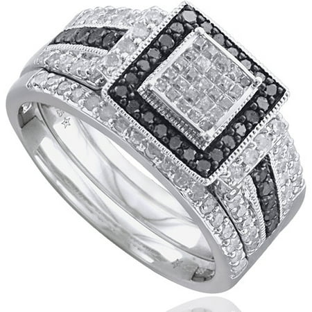 1.0 Carat T.w White & Treated Black Dia