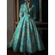 thumbnail image 2 of Vestido largo de fiesta de noche para mujer, elegante, estilo bohemio, estampado vintage, cuello alto, bolsillo, manga larga, cintura alta, 2 of 4