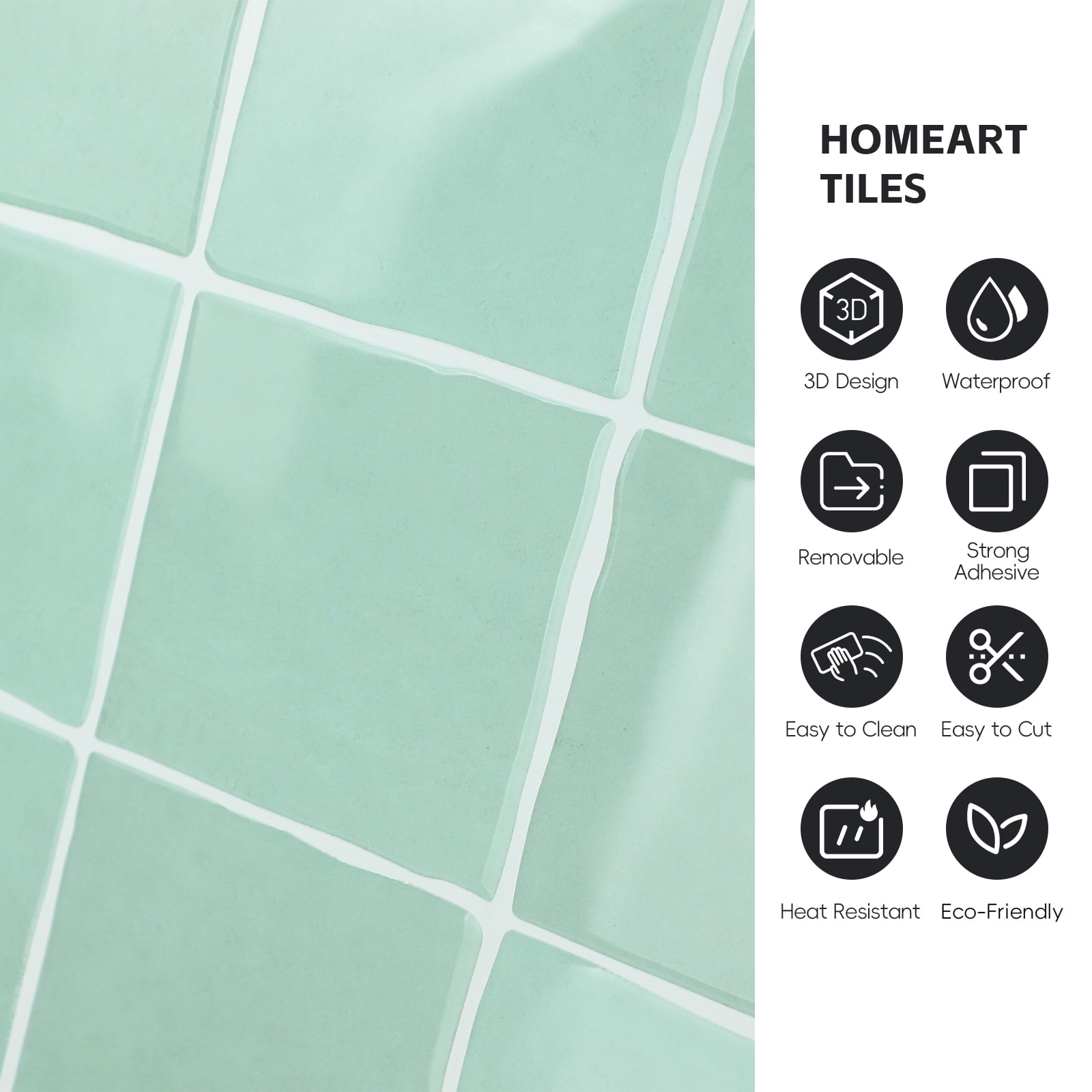 10 Sheets Square Peel and Stick Backsplash - 12”x12” Self Adhesive Wall Tiles for Kitchen Bathroom (Sage Green)