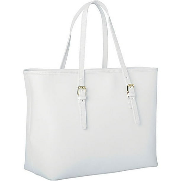 Sharo Leather Bags Classic Italian White Leather Handbag Tote by
