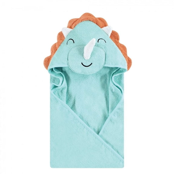 Hudson Baby Infant Boy Cotton Animal Face Hooded Towel, Triceratops, One Size