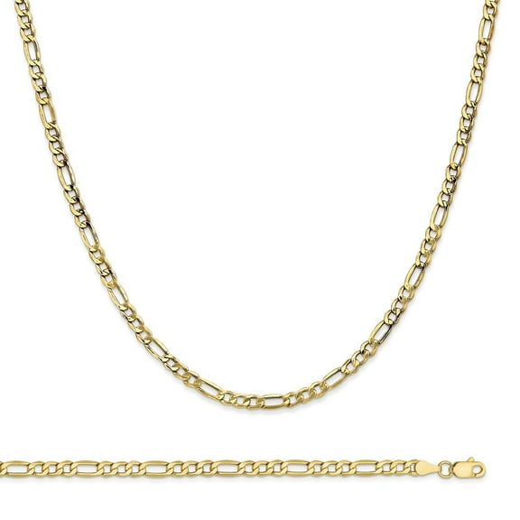 Auriga Fine Jewelry 10K Yellow Gold 3.5mm Semi-Solid Figaro Chain Necklace/ Bracelet 7" and 18" Set for Women