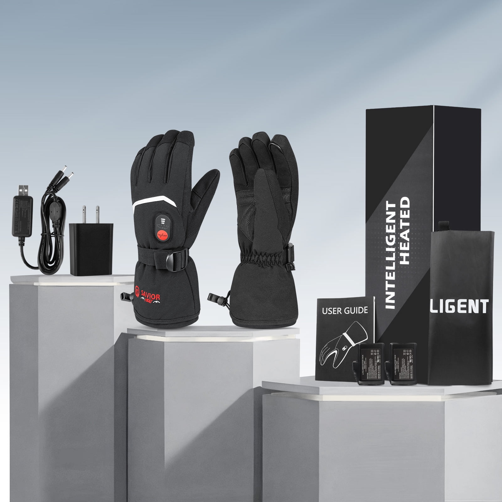 SAVIOR HEAT Heated Gloves Electric Rechargeable Battery Men Women 7.4V Heating Gloves Winter Ski Motorcycle Work Snowboarding Hunting Hiking Camping Walking