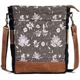 thumbnail image 2 of CLA Bags SEL de MER Upcycled Olive Green Blossom Print Canvas & Leather Shoulder Bag, Canvas Crossbody Bags for Women, 2 of 5