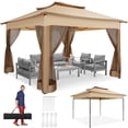thumbnail image 5 of COBIZI Outdoor Canopy Gazebo 11x11 Pop up Gazebo Patio Gazebo with 4 Mosquito Netting Outdoor Canopy Shelter with 121 Square feet of Shade for Outdoor Lawn, Party, Garden, Backyard and Deck, Khaki, 5 of 10