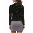 thumbnail image 3 of MODA NOVA Women's Blouse Metallic Shiny Star Print Long Sleeve Round Neck Shirt XS Black, 3 of 6