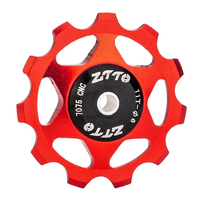 Almencla Bike Rear Derailleur Pulley Road Bike Pulleys Guide Roller Cycling Accessory BMX red