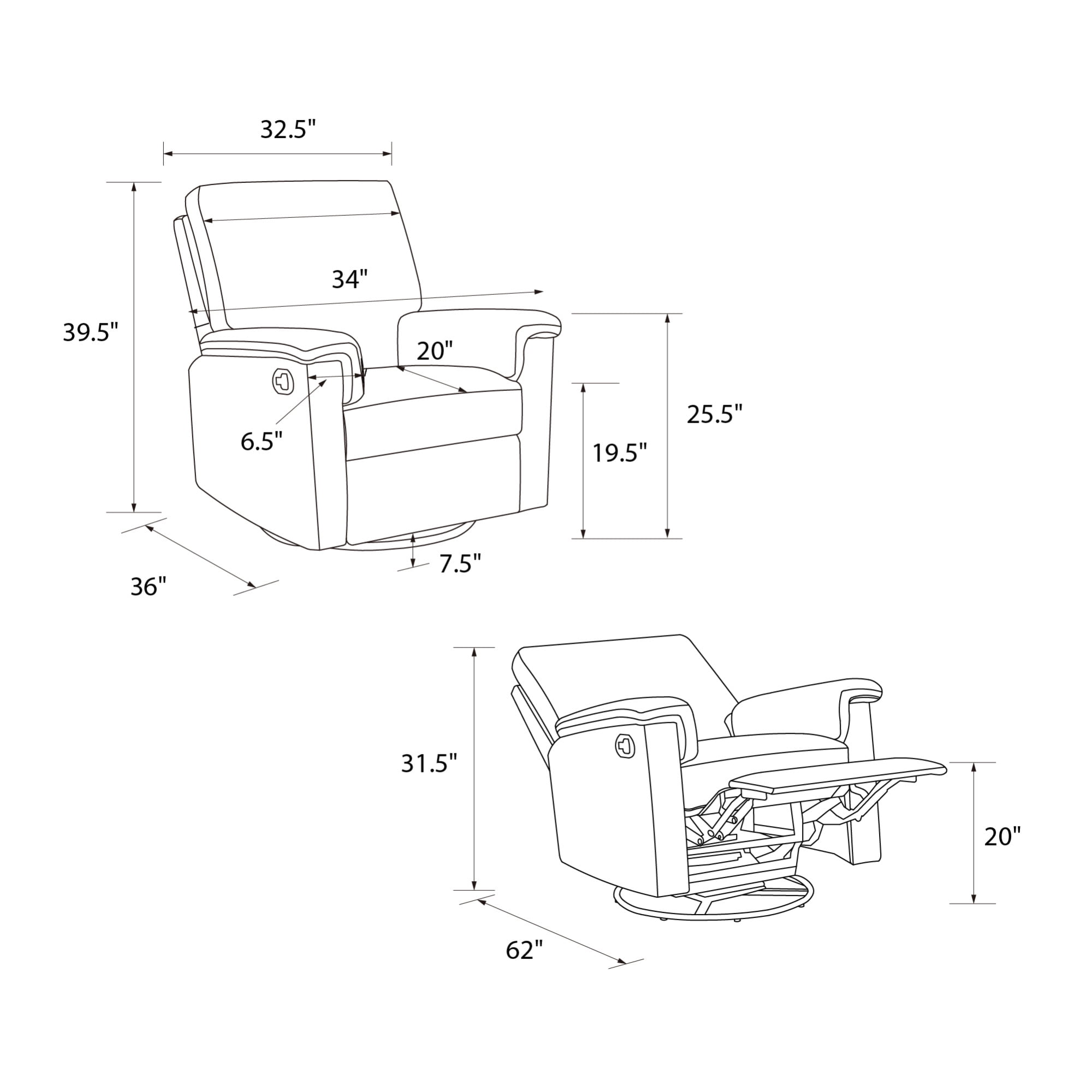 Baby Relax Terrin 3-in-1 Gliding Swivel Nursery Recliner