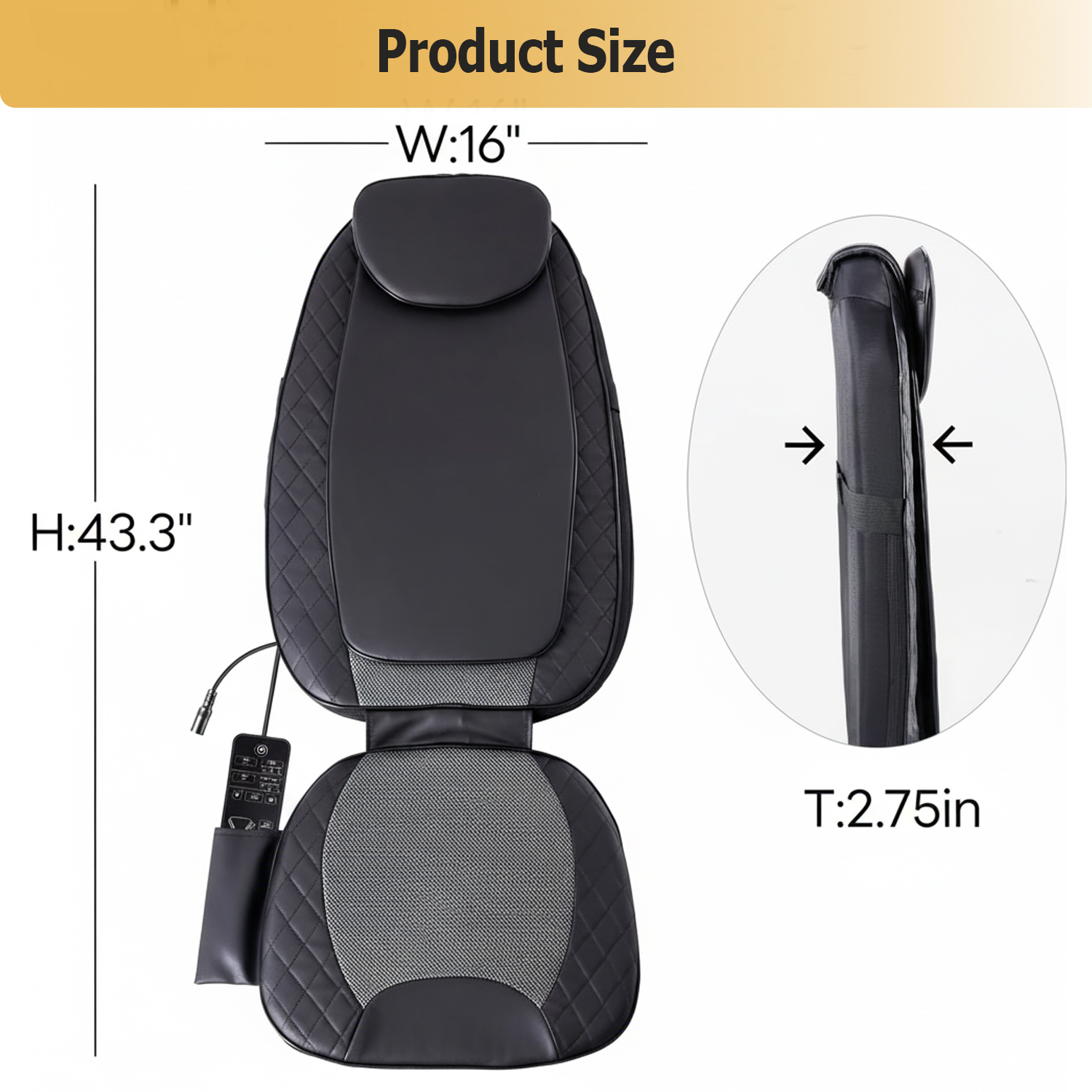 CONCETTA Back Massager with Heat, Vibrating Heating Pad for Back, Massage Chair Pad for Pain Relief Deep Tissue for Home Office Use, Gift for Parents, Grey