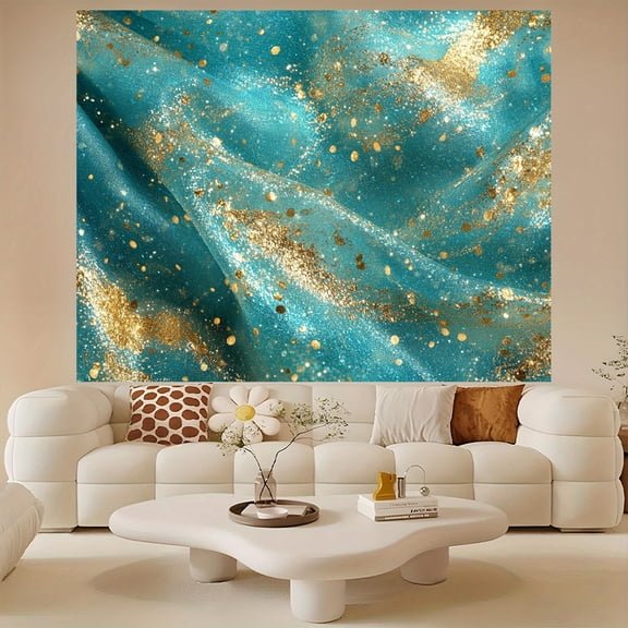 Elegant Turquoise Wedding Backdrop Shimmering Teal Bridal Shower Photography Background Golden Glitter Sequins Dots Baby Shower Birthday Party Decorations Banner Supplies Photo Booth Props