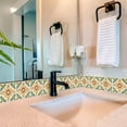 thumbnail image 2 of Mi Alma Floral Green Orange Tile Stickers - Removable Vinyl 4x4, 24 pcs, 2 of 16