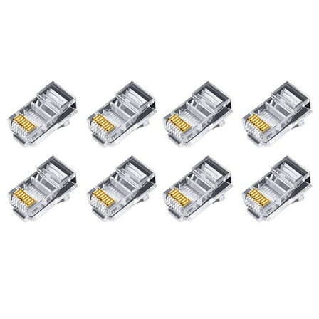 200Pcs RJ45 Connector 6U Gold Plated Pass Through Ethernet Cables Module Plug Network RJ-45 Crystal Heads Cat5 Cat5E