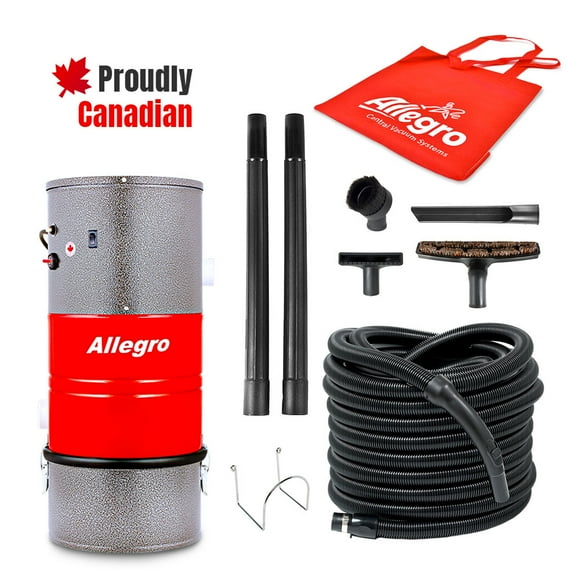 Allegro MU3100 POCO Wall Mounted Garage and Car Central Vacuum System for 3,000 Square Foot Homes with Hose & Tools