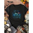 thumbnail image 1 of Women's Halloween T-Shirt - Funny Witch Costume Party Outfit with "You Say Witch Like It's a Bad Thing" Slogan - Olive Green Graphic Tee - Perfect for Halloween Party, Casual Attire & W, 1 of 6