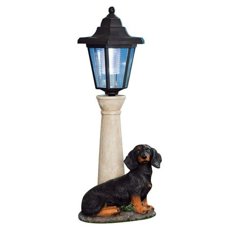 Bits and Pieces Solar Dog Lantern 13.5" Garden Dachshund Garden Statues, Solar Powered, LED Light