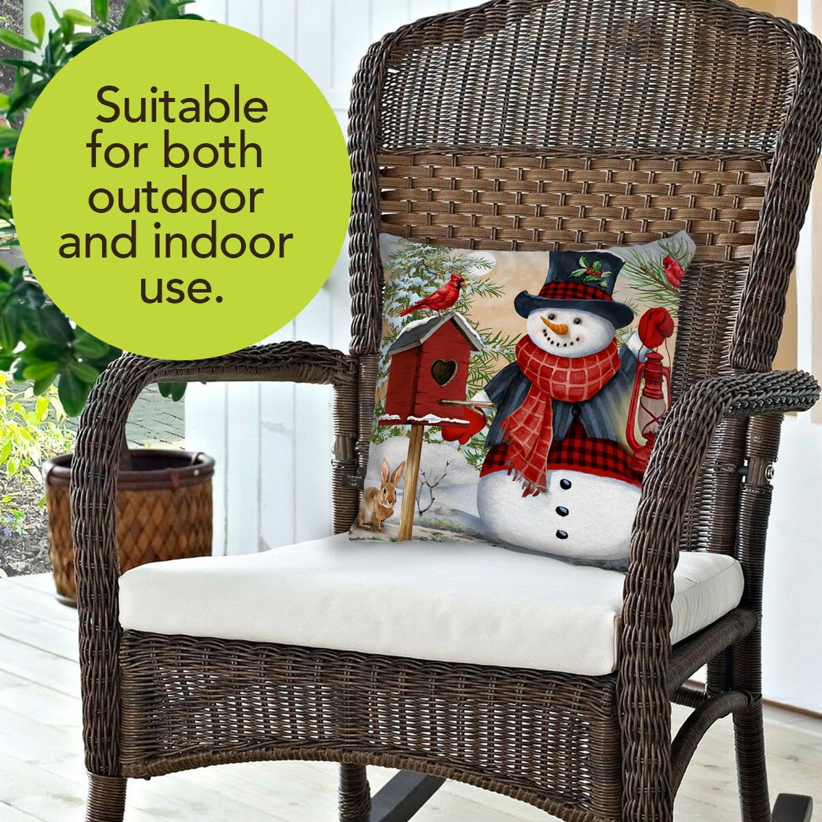 Briarwood Lane Winter Indoor/Outdoor Pillow 17x17 Snowman and Friends For Winter Pillow
