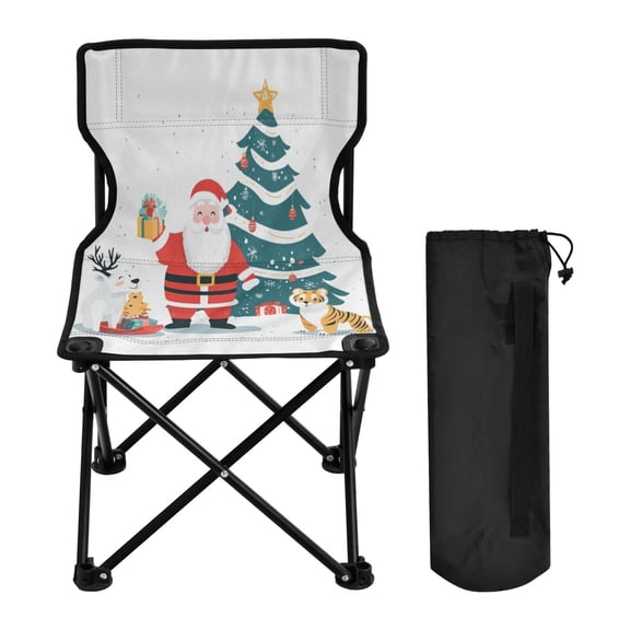 WOBOGO Santa Claus Camping Chair Convenient Four Corner Backrest Folding Stool Can Hold Up to 220lbs