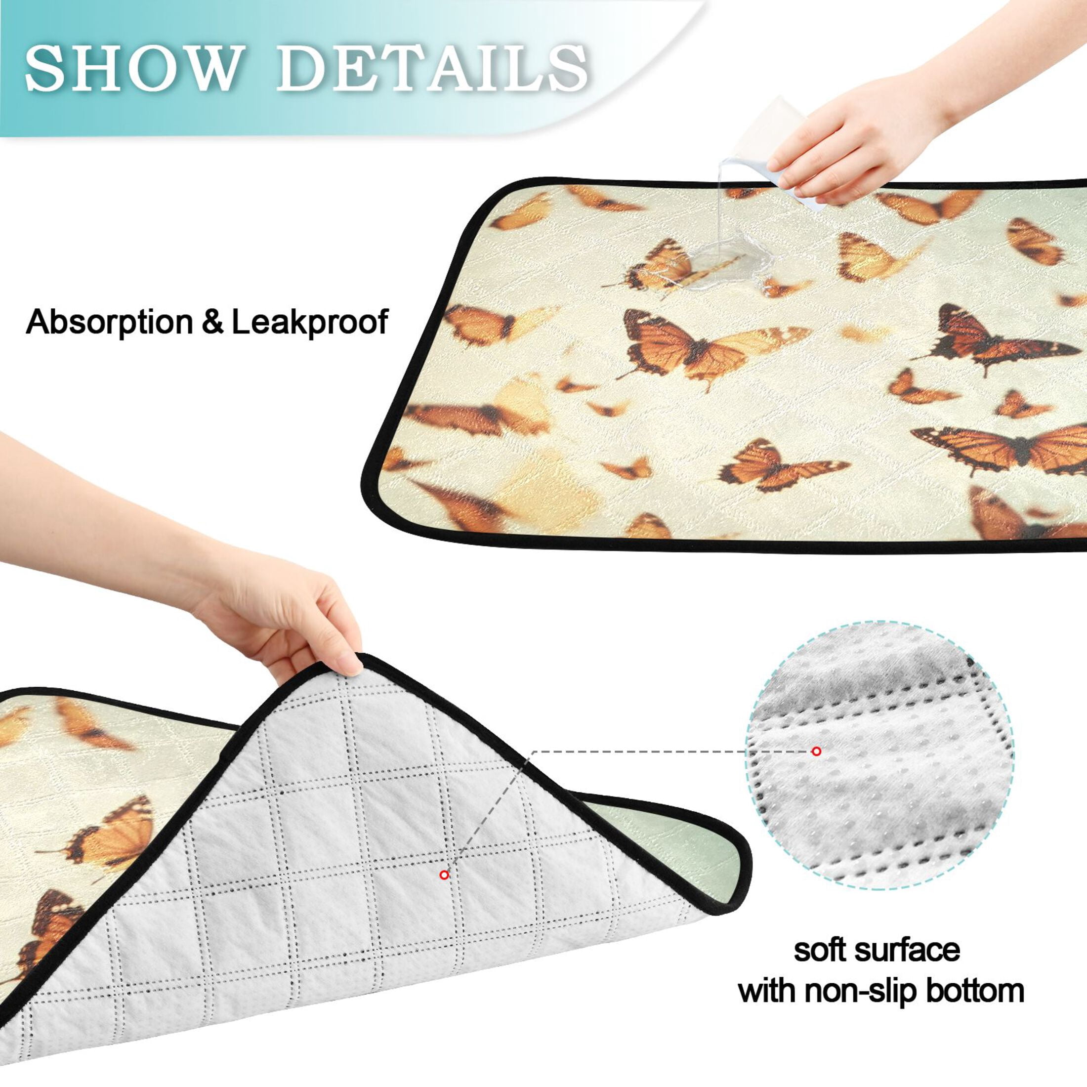 Washable Pet Pee Pads with Super Absorbent Reusable Training Pads for Dogs & Cats Butterflies Flying in The Air