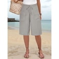 thumbnail image 4 of Womens Short Style with Pockets Casual Shorts for Women Summer Relaxed Fit Five Point Length Light Gray XL, 4 of 6