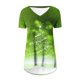 thumbnail image 5 of Camiseta Impresa con Cuello en V de Manga de Raglan de la Parte Trasera Larga Delantera Corta de las Mujeres de Navidad, Vacaciones Informales, 5 of 5