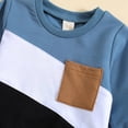 thumbnail image 5 of Boys Sweatshirts Boys' Fall Winter Color Block Long Sleeve Pullover Tops Joggers Pants Outfit Set Boys Hoodies Blue 2 Years-3 Years, 5 of 5